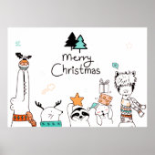 Frohe Weihnachts-Cartoon Tiere | Urlaub Poster (Vorne)