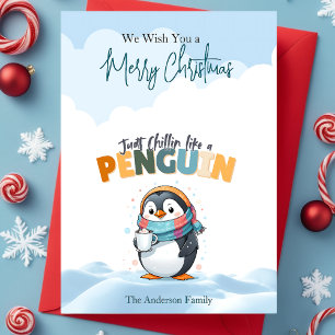 Frohe Weihnachts-Cartoonish Chillin wie ein Pingui Feiertagskarte