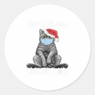 Frohe Weihnachts Cat Face Maske Kitten Santa Runder Aufkleber
