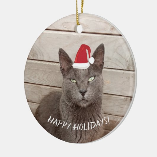 Frohe Weihnachts Cat Foto Keramik Ornament (Links)