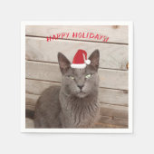 Frohe Weihnachts Cat Foto Serviette (Vorderseite)