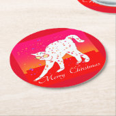 Frohe Weihnachts Cat Holiday Runder Pappuntersetzer (Angewinkelt)