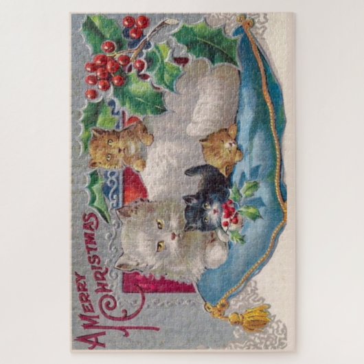Frohe Weihnachts Cat Kittens Puzzle (Vertikal)