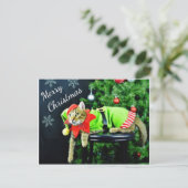 Frohe Weihnachts Cat Postcard Postkarte (Stehend Vorderseite)