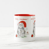 Frohe Weihnachts-Cat und Maus-Tasse Zweifarbige Tasse (Mittel)