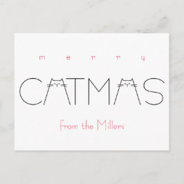 Frohe Weihnachts Catmas Funny Cat Schwarze Typogra Feiertagspostkarte
