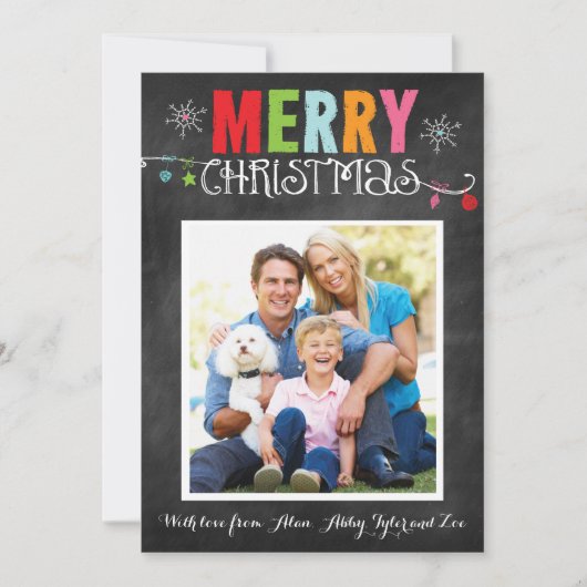 Frohe Weihnachts-Chalkboard Doodle Feiertagskarte (Vorderseite)