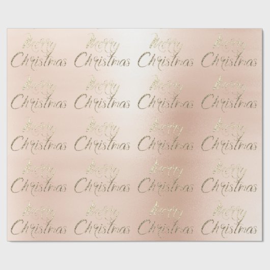 Frohe Weihnachts Champagner Gold Glitzer Rosa Rosa Geschenkpapier (Flach)