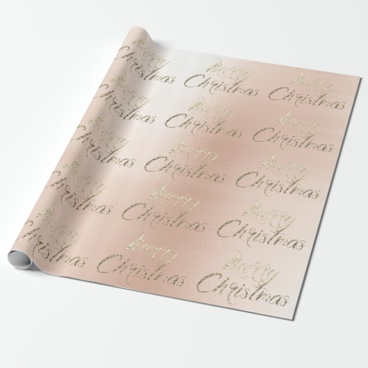 Frohe Weihnachts Champagner Gold Glitzer Rosa Rosa Geschenkpapier (Ungerollt)