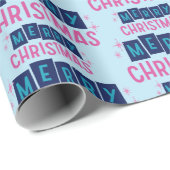 Frohe Weihnachts-Cheer Feiertag wünscht Blue Geschenkpapier (Rolleneckpunkt)