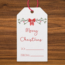 Frohe Weihnachts Chic Coquette Red Bow Personalisi Geschenkanhänger