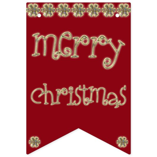 Frohe Weihnachts-Chic Gold Glitzer Typografie Red Wimpelkette (Erste Fahne)