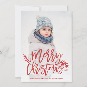 Frohe Weihnachts Chic Hand Lettered Holiday Foto Feiertagskarte