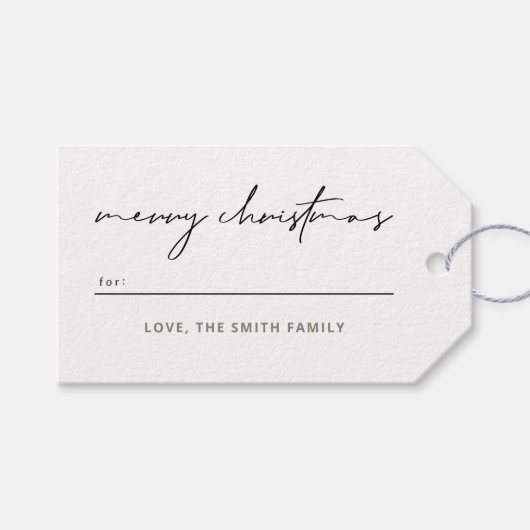 Frohe Weihnachts-Chic Lettering & Green Kariert Geschenkanhänger (Vorderseite (Horizontal))