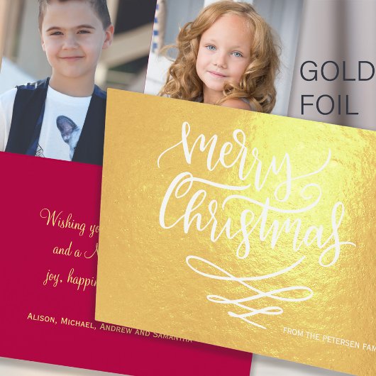 Frohe Weihnachts-chic moderne Kalligrafieschrift Folienkarte