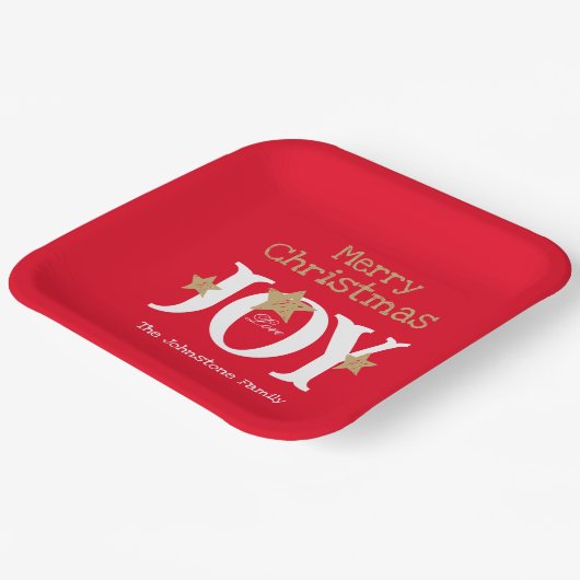Frohe Weihnachts Chic Script Cool Red Party Pappteller (Gewinkelt)