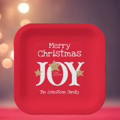 Frohe Weihnachts Chic Script Elegant Rotes Weihnac Pappteller