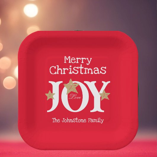 Frohe Weihnachts Chic Script Elegant Rotes Weihnac Pappteller