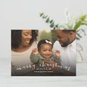 Frohe Weihnachts-Chic-Skriptüberlagerung Foto Feiertagskarte (Stehend Vorderseite)