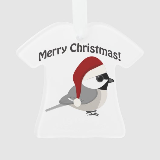 Frohe Weihnachts-Chickadee-Weihnachtsmannmütze Ornament (Rückseite)