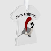 Frohe Weihnachts-Chickadee-Weihnachtsmannmütze Ornament (Vorderseite)