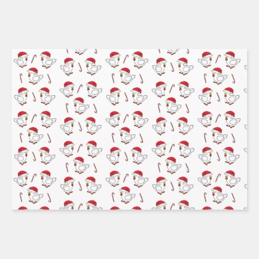 Frohe Weihnachts Chickens Wrapping Paper Snowman Geschenkpapier Set (Vorderseite 3)