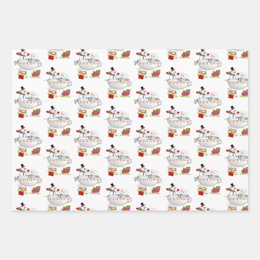Frohe Weihnachts Chickens Wrapping Paper Snowman Geschenkpapier Set (Vorderseite 2)