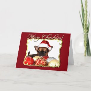 Frohe Weihnachts-Chihuahua-Welpe Feiertagskarte