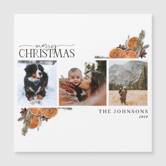 Frohe Weihnachts Citrus Foto Holiday Card Magnet (Vorderseite)