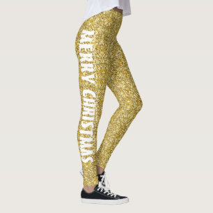 Frohe Weihnachts Classic Gold Glitzer Leggings