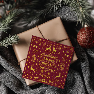 Frohe Weihnachts Classic Nordic Red Holiday Card Einladung