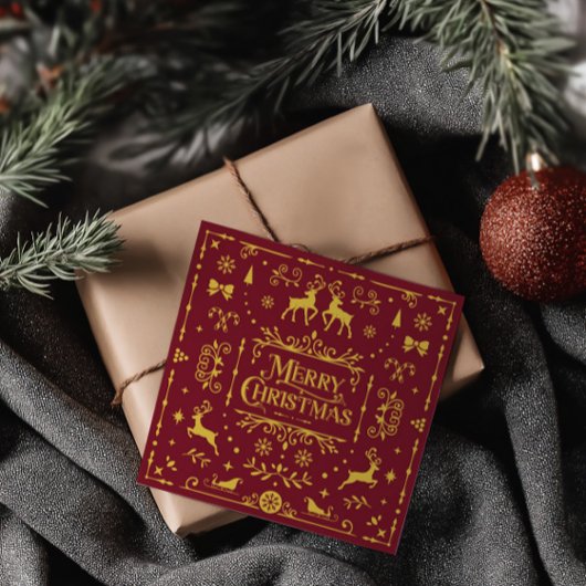 Frohe Weihnachts Classic Nordic Red Holiday Card Einladung