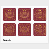 Frohe Weihnachts Classic Nordic Red Quadratischer Aufkleber (Blatt)