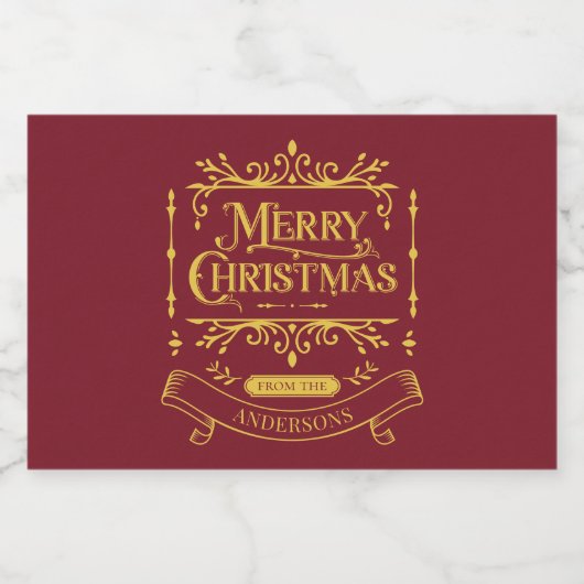 Frohe Weihnachts Classic Red Schaumweinetikett (Einzelnes Label)