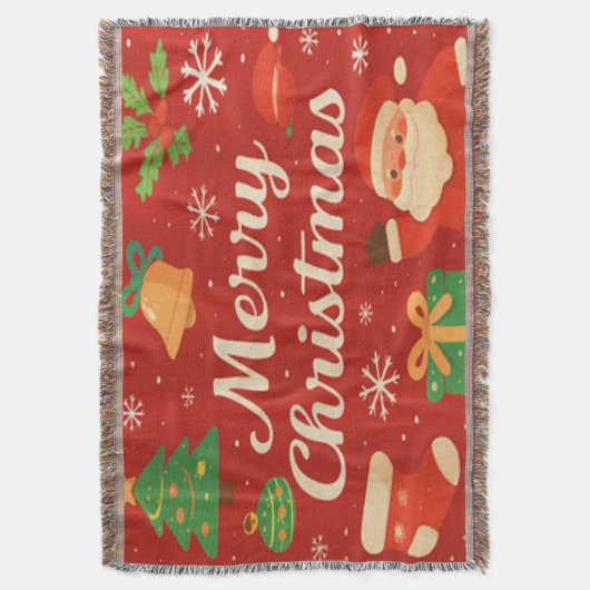 Frohe Weihnachts Classic Red Throw Blanket Decke (Vorderseite Vertikal)