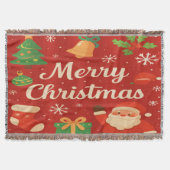 Frohe Weihnachts Classic Red Throw Blanket Decke (Vorderseite)