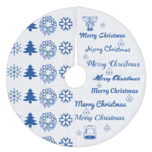 Frohe Weihnachts Collage Blue Fleece Weihnachtsbaumdecke