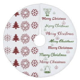 Frohe Weihnachts Collage Dark Red F Green Fleece Weihnachtsbaumdecke