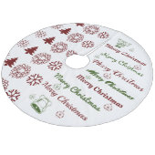 Frohe Weihnachts Collage Dark Red F Green Fleece Weihnachtsbaumdecke (Schrägansicht)