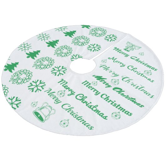 Frohe Weihnachts Collage Green Fleece Weihnachtsbaumdecke (Schrägansicht)