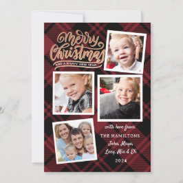 Frohe Weihnachts Collage Red Kariert Foto Card Einladung