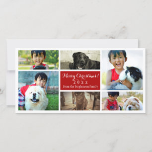 Frohe Weihnachts-Collage sechs Familienfotos Feiertagskarte