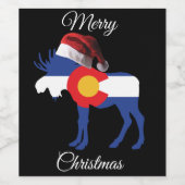 Frohe Weihnachts Colorado Moose Weinetikett (Einzelnes Label)