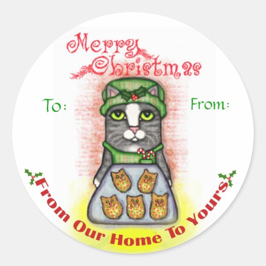 Frohe Weihnachts-Cookie Baker Cat Stickers (Vorderseite)