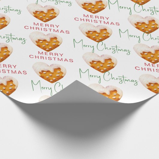 Frohe Weihnachts-Cookie-Musterschrift Geschenkpapier (Ecke)