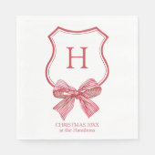 Frohe Weihnachts Coquette Bow Monogram Serviette (Vorderseite)