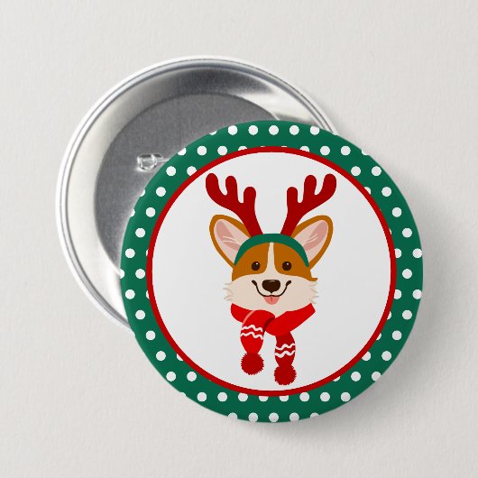 Frohe Weihnachts Corgi Dog Button (Vorne & Hinten)