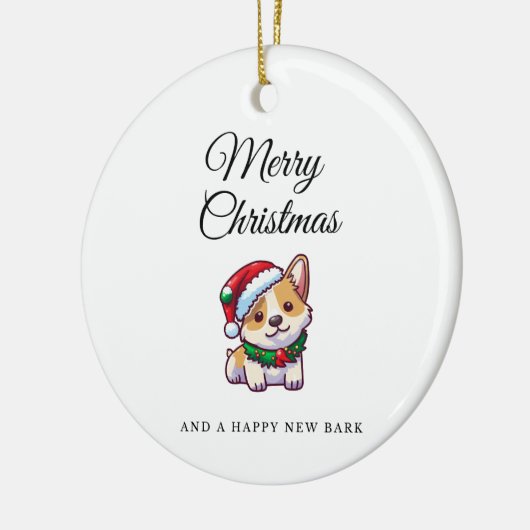 Frohe Weihnachts-Corgi-Keramik Keramik Ornament (Links)