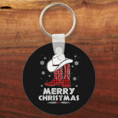 Frohe Weihnachts Cowboy Boots Red Buffalo Kariert Schlüsselanhänger (Vorderseite)