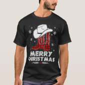 Frohe Weihnachts Cowboy Boots Red Buffalo Kariert T-Shirt (Vorderseite)